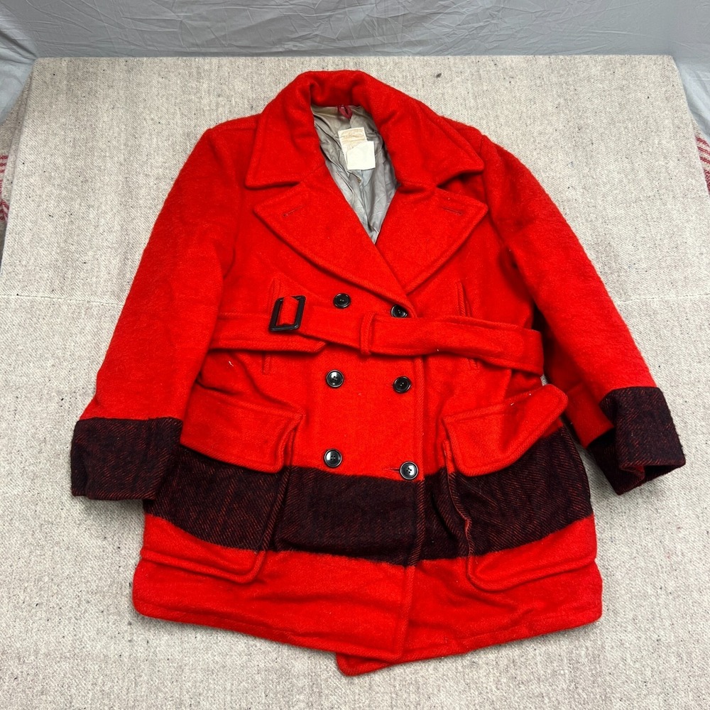 Vintage Hudson Bay Point Blanket Jacket Women's Large Red‎ 1960s